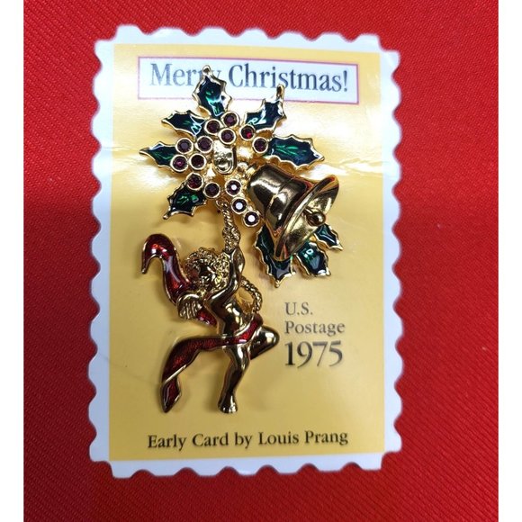 Vintage Christmas Pins/ Brooch Set of 2  Christmas Angel Bell & Candy Vane Pins - Picture 10 of 11